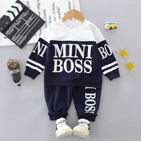 boss alphabet decoration color matching suit two piece childrens wear boys and girls clothing spring and autumn style