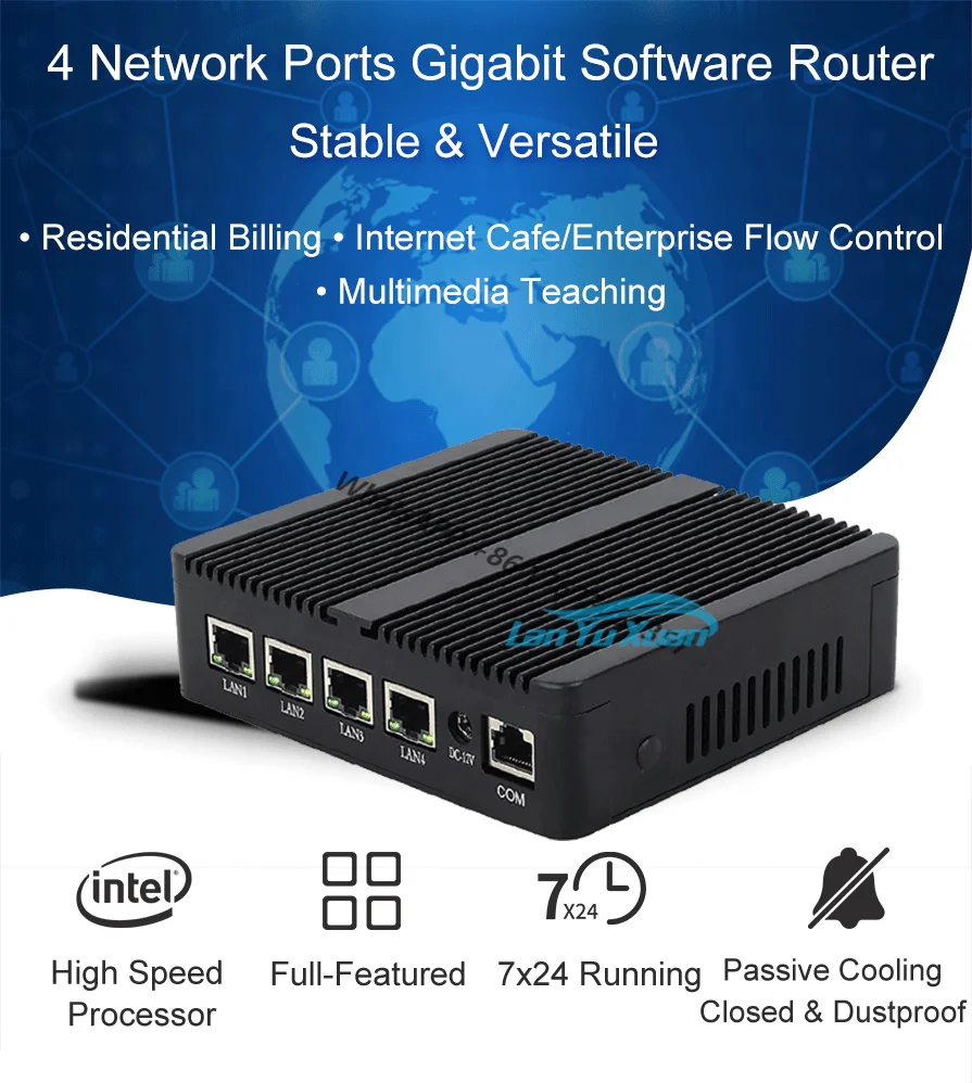 

SOHO Home Office Enterprise Quad Core J4125 4LAN 2.5G I225V NIC Gigabit Ethernet Firewall Pfsense Gateway Router