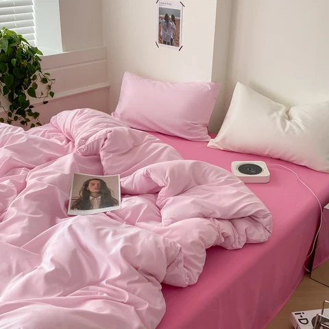 Комплект постельного белья EGW Black Rose, однотонное домашнее белье из 3/4 предметов, контрастный пододеяльник, наволочка, простыня на плоской подошве, двуспальная кровать, привлекательный декор комнаты