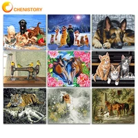 chenistory diy oil painting by numbers dog animal acrylic paint on canvas handpainted unique gift for home decoration