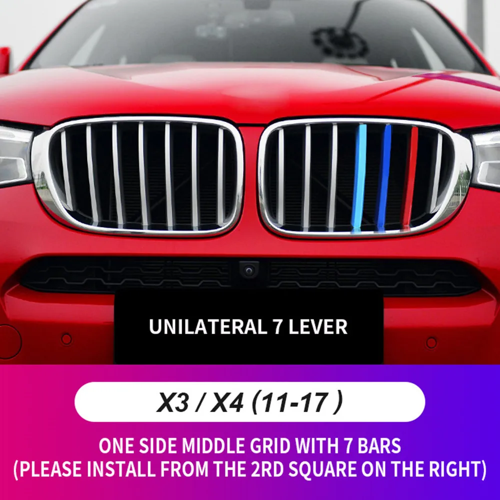 

3pcs For BMW X3 F25 F26 2011-2017 Car Front Grille Inserts Trims Strips M Color Sports Styling Buckle Grill Covers Clip Case