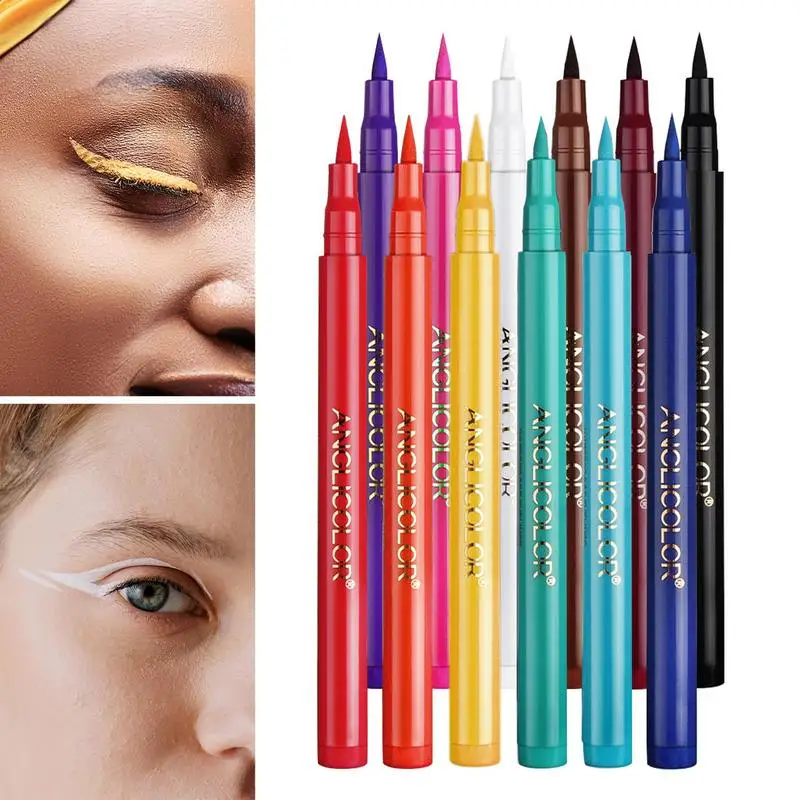 

Liquid Eyeliner Set 12 Colors Matte Liquid Eyeliner Pen Waterproof Quick Dry Fine Nib Eye Makeup Supplies Long Lasting Easy