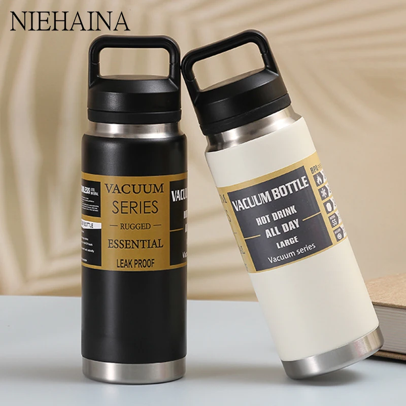 

Thermos Water Bottle 304 Water Bottles Stainless Steel With Handle Mountaineering Pot Outdoor Sports Riding Insulated Mug