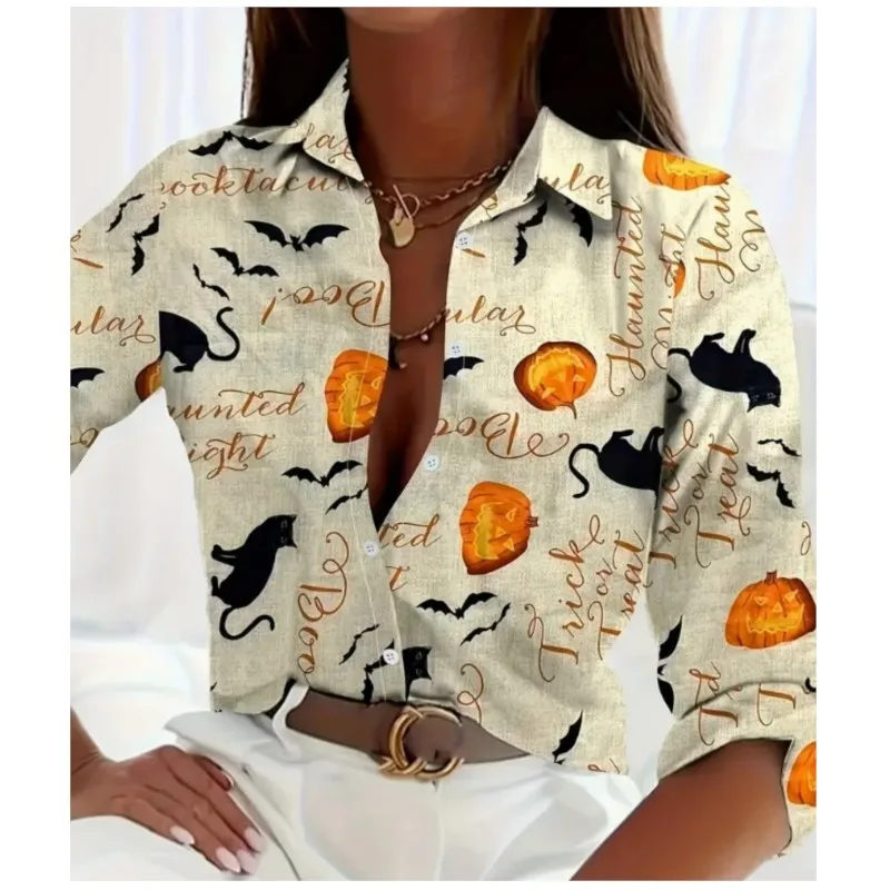 Любовь принт новая женская рубашка с длинными рукавами и лацканами на пуговицах