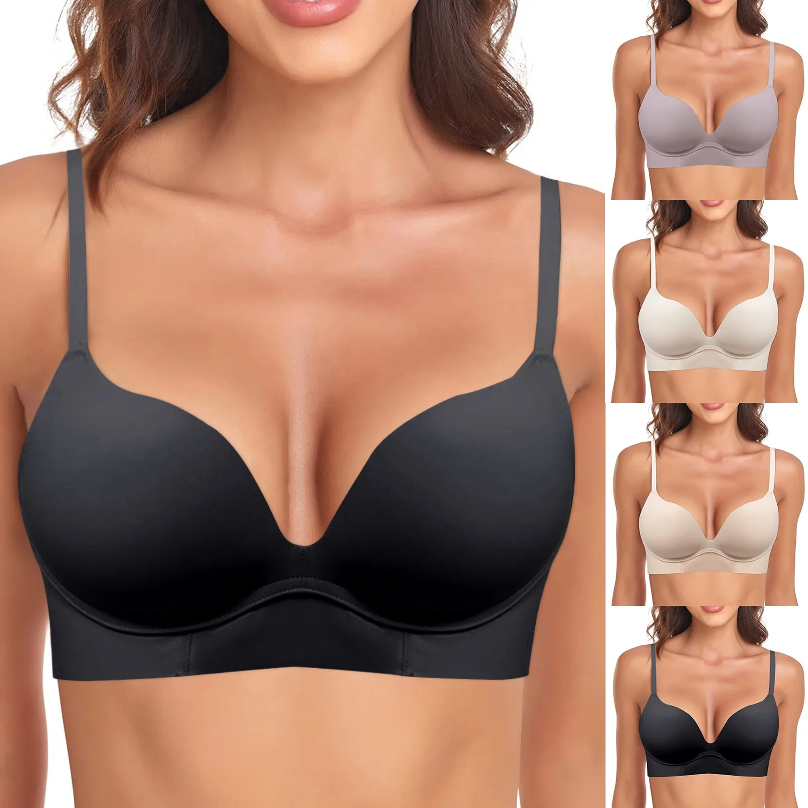 

Sexy Deep U Cup Bras For Women Push Up Lingerie Seamless Bralette Backless Plunge Intimates Female Underwear 2023