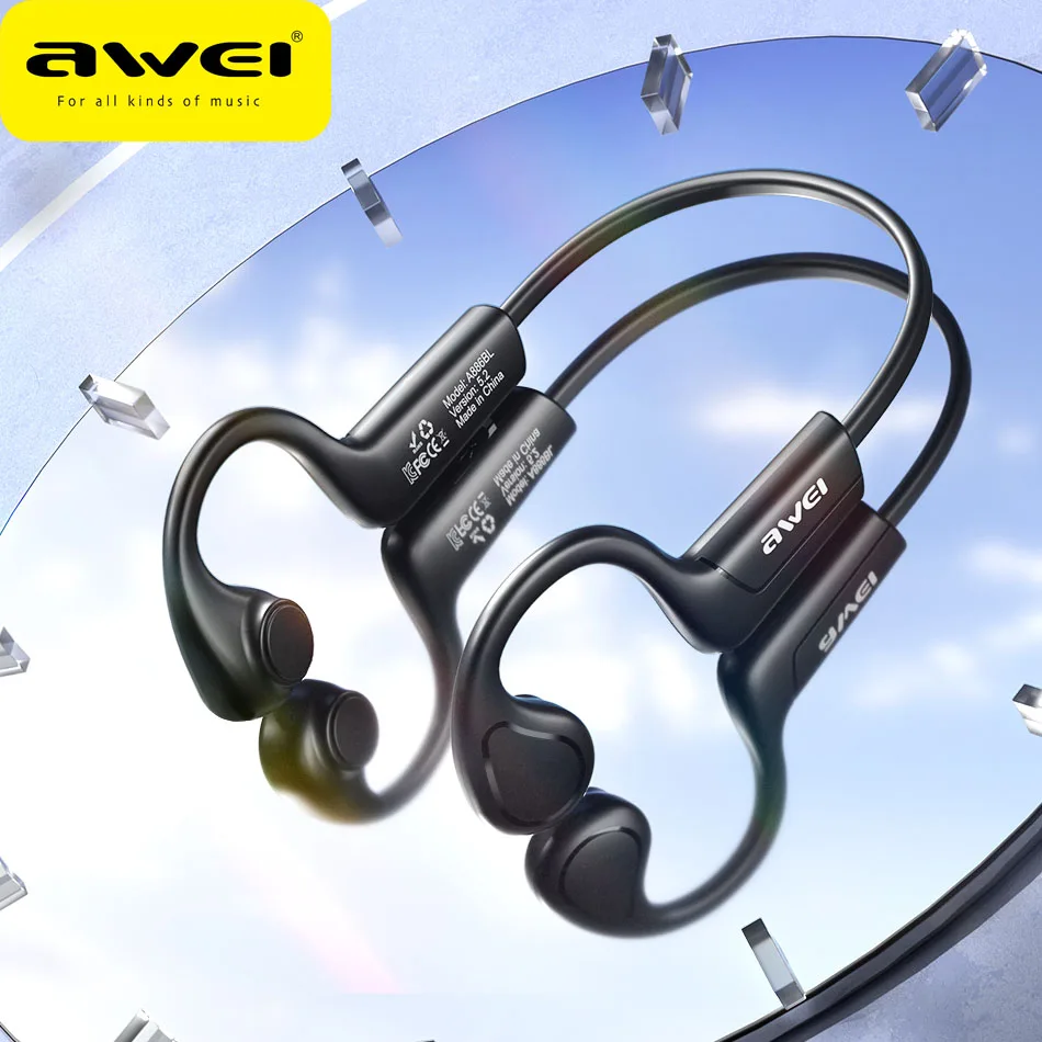 Awei A886BL الهواء التوصيل سماعات لاسلكية بلوتوث 5.2 سماعة أذن تستخدم عند ممارسة الرياضة في الأذن ياربود ل HIFI تشغيل سماعات يدوي