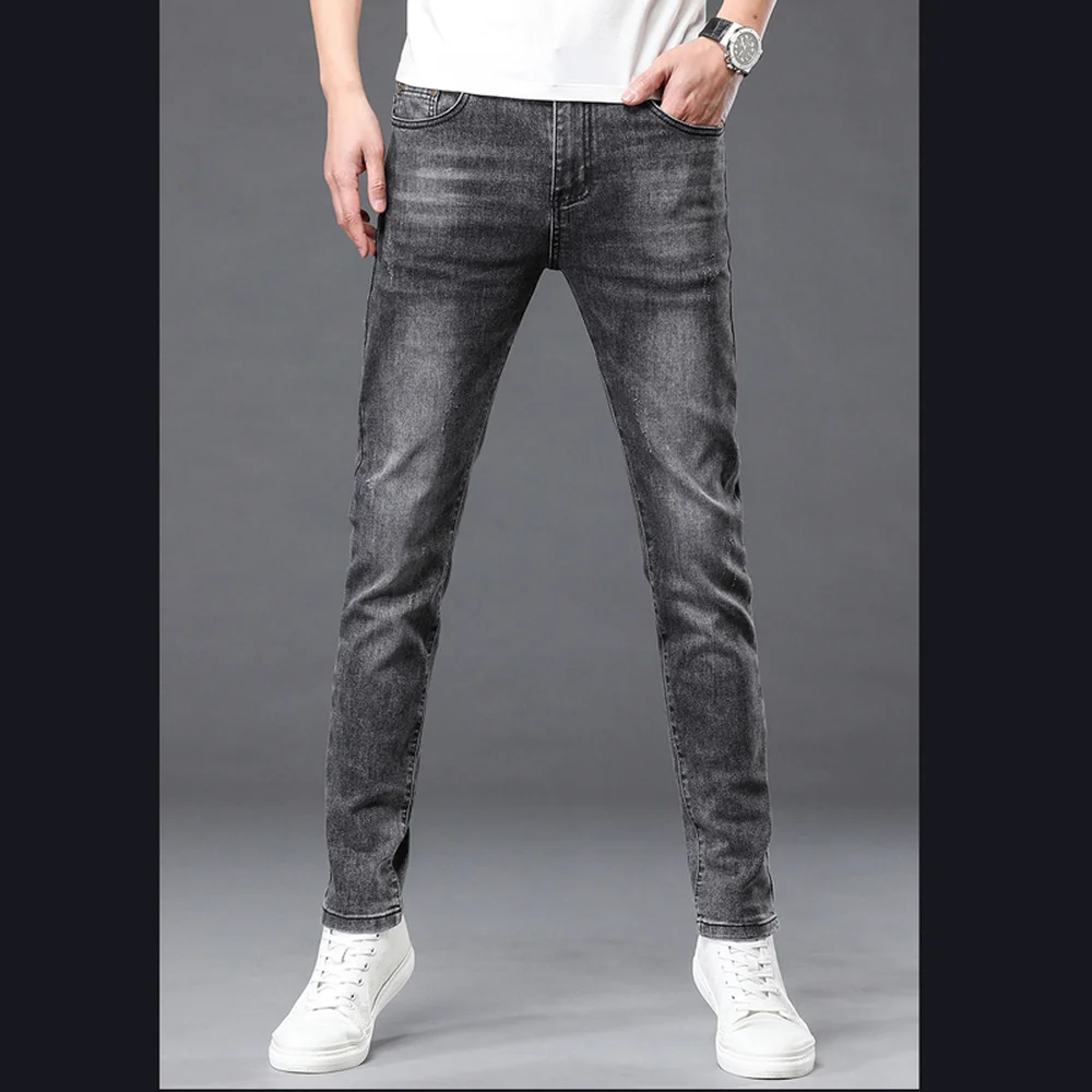 Summer Men's Jeans Pants European Brand Straight Elastic Spring Cotton Business Pant Classic Style Jeans Denim Man Trousers