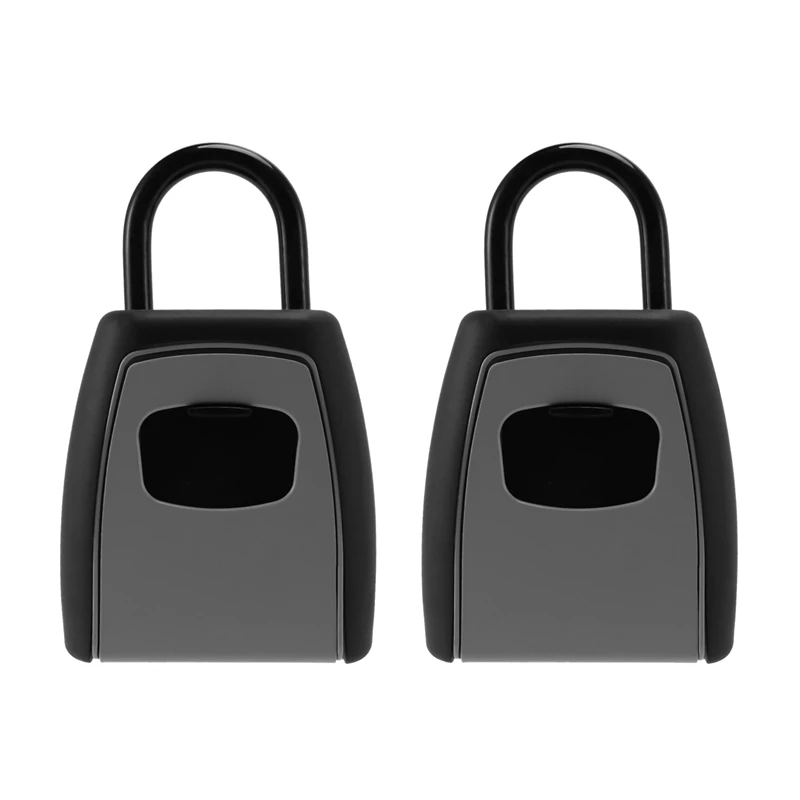 

2X Password Key Box Grey Four-Digit Password Lock Padlock Type Free Installation Padlock Key Lock Box Key Storage Box