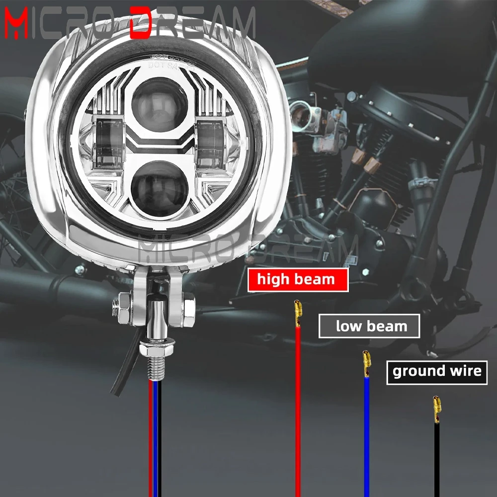 Светодиодная фара для мотоцикла передняя винтажная герметичная Electroline Harley Sportster