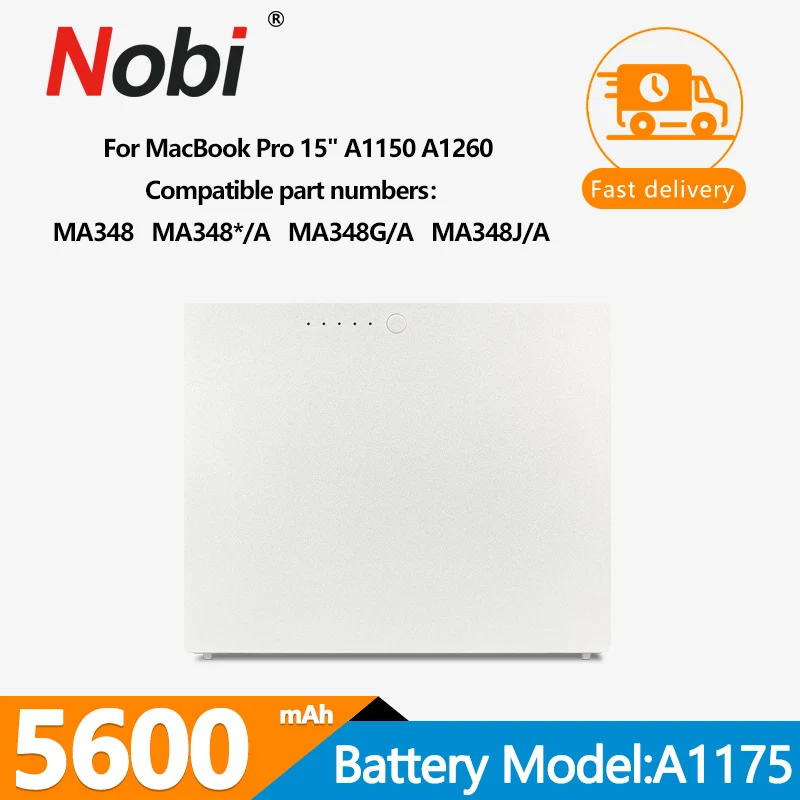 Аккумулятор Nobi A1175 для ноутбука Apple MacBook Pro 15 дюймов, A1150, A1211, A1260, A1226 (2007-2008 года), MA463, MA464, MA600, MA601, MA609, MA610 Аккумулятор Nobi A1175 для ноутбука Apple MacBook Pro 15 дюймов, A1150, A1211, A1260, A1226 (2007-2008 года), MA463, MA464, MA600, MA601, MA609, MA610