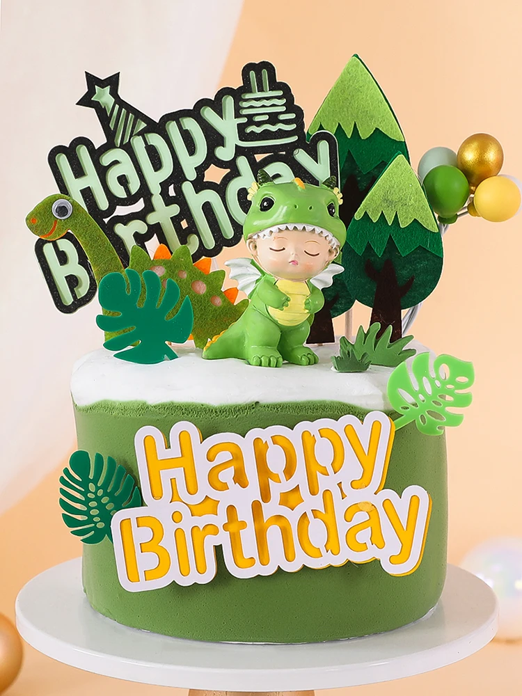 

Dinosaur Theme Parti Cake Topper Baby Dinosaur Jungle Safari Birthday Party Decor Boy Dinosaur Cake Decoration Baking Gifts