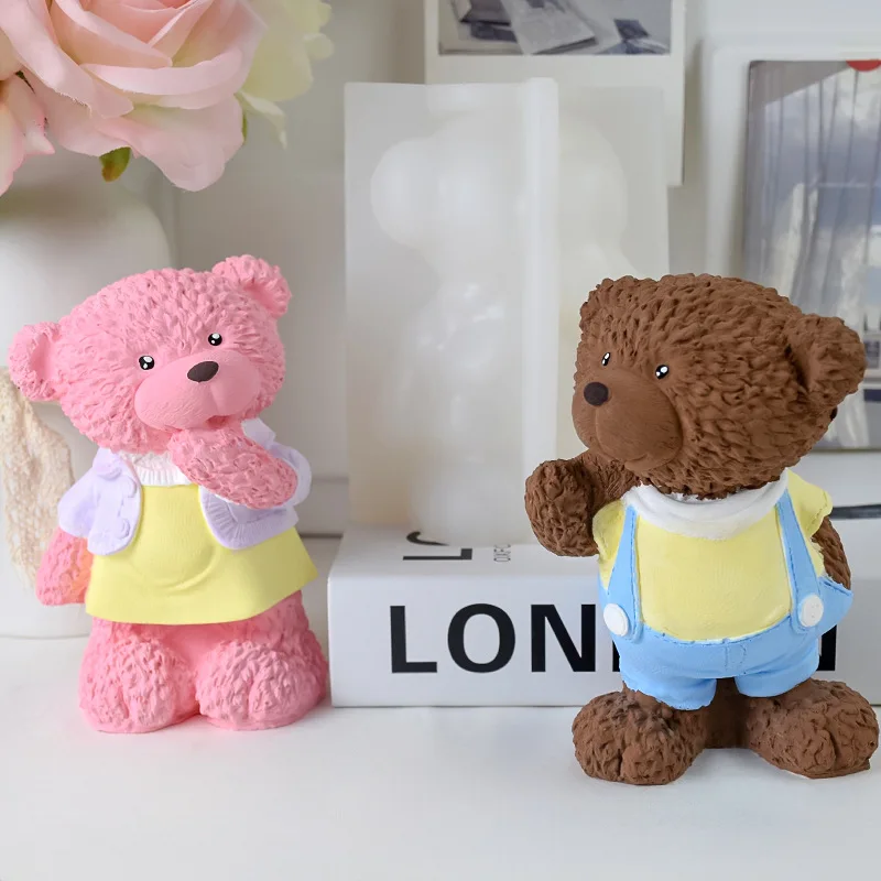 Плюшевый плюшевый мишка свеча силиконовые формы ручная работа ароматерапия