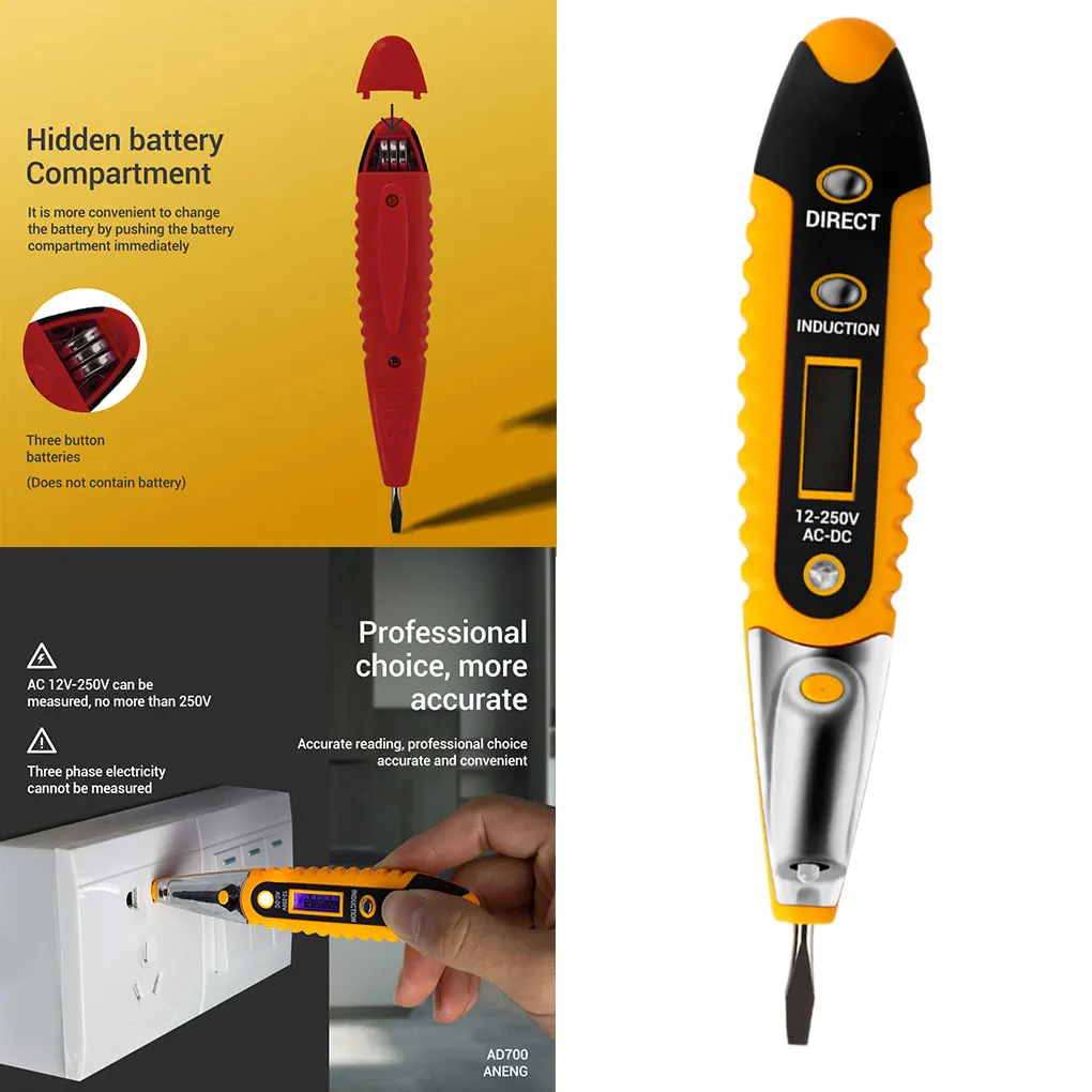 

Digital Test Pencil Multifunction AC DC 12-250V Tester Electrical LCD Display Voltage Detector Test Pen