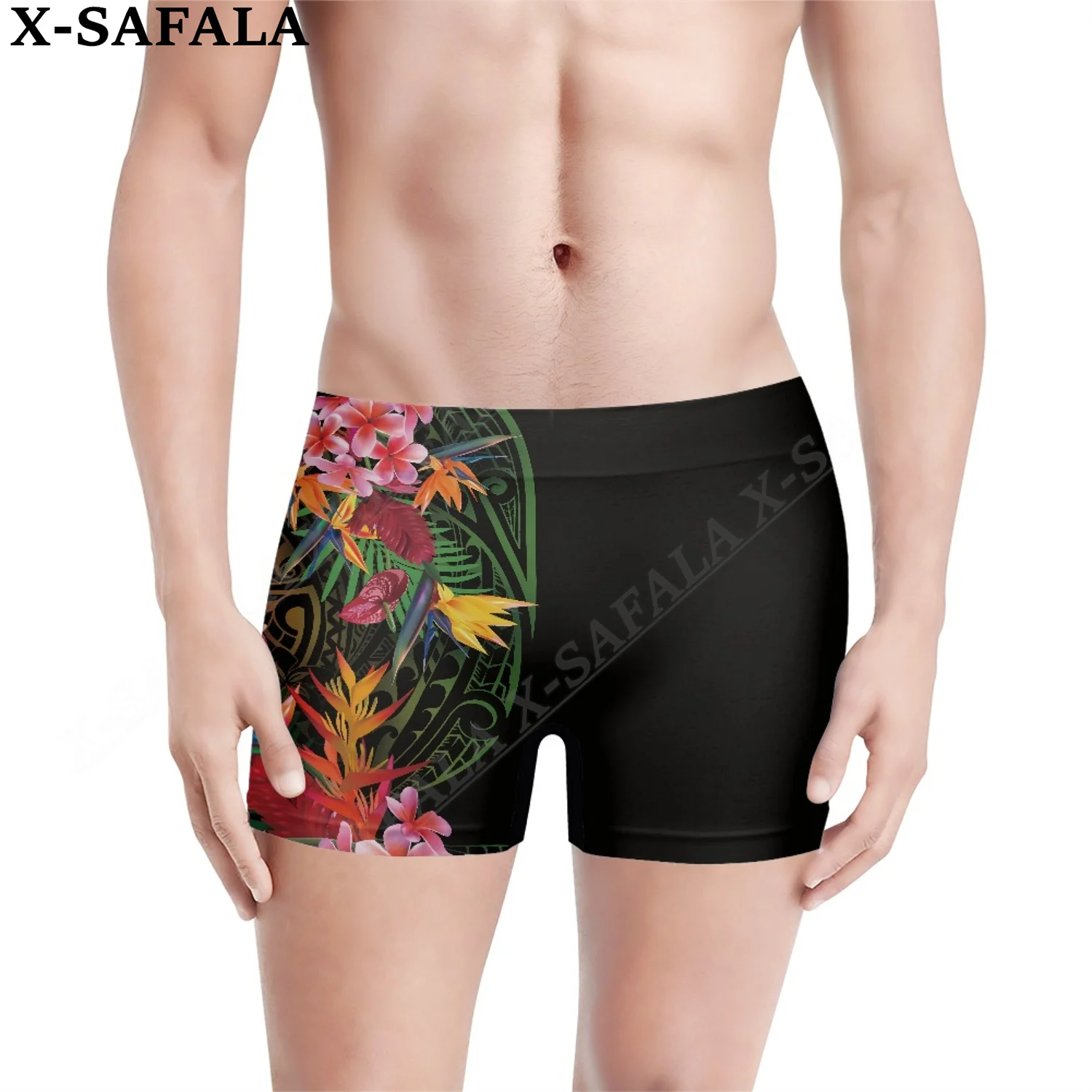 

Polynesian With Flower 3D Print Male Underwear Shorts Seamless Pants High Elastic Swimwear Beach Swimming Trunks Comfortable