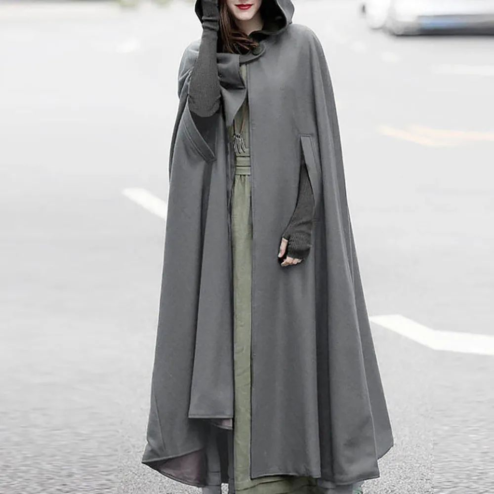 

Women Trench Coat Open Front Cardigan Jacket Coat Cape Cloak Witch Tunic Hooded Robe Cloak Knight Gothic Women Halloween Dress