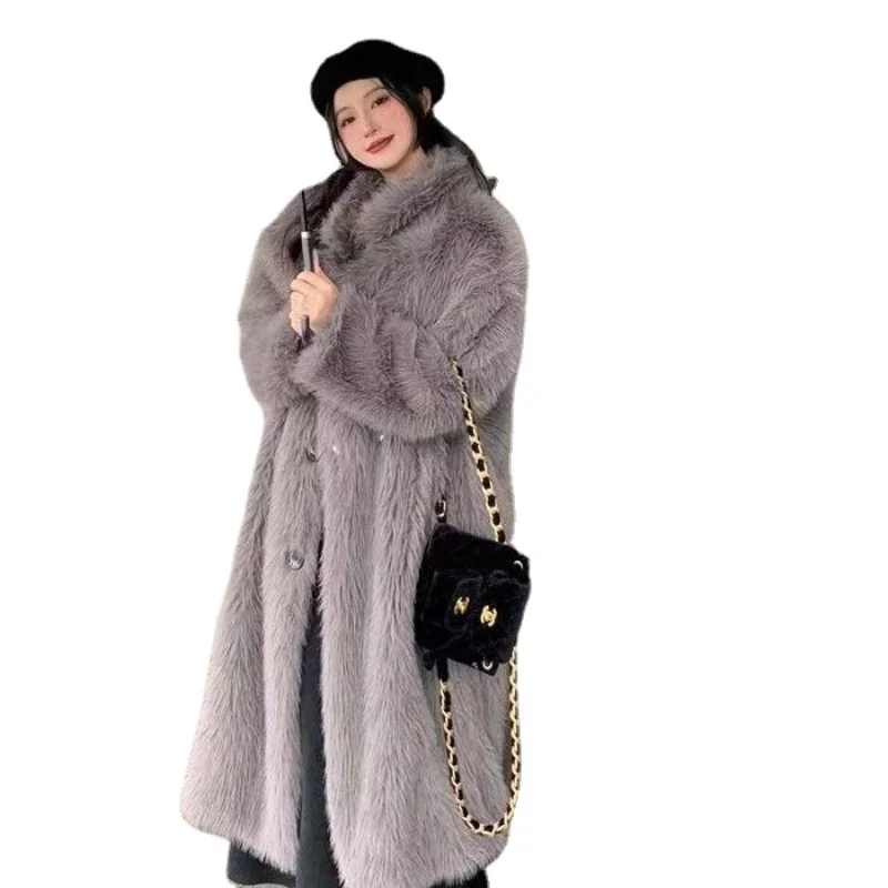 

Женская зимняя плюшевая куртка, длиной 110 см