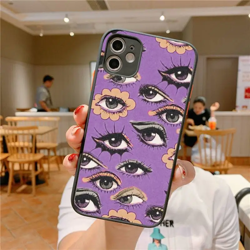 Trippy Psychedelic Mushrooms Eye Phone Case for iPhone 14 11 12 13 Mini Pro Max 8 7 Plus X XR XS MAX Translucent Matte Cover