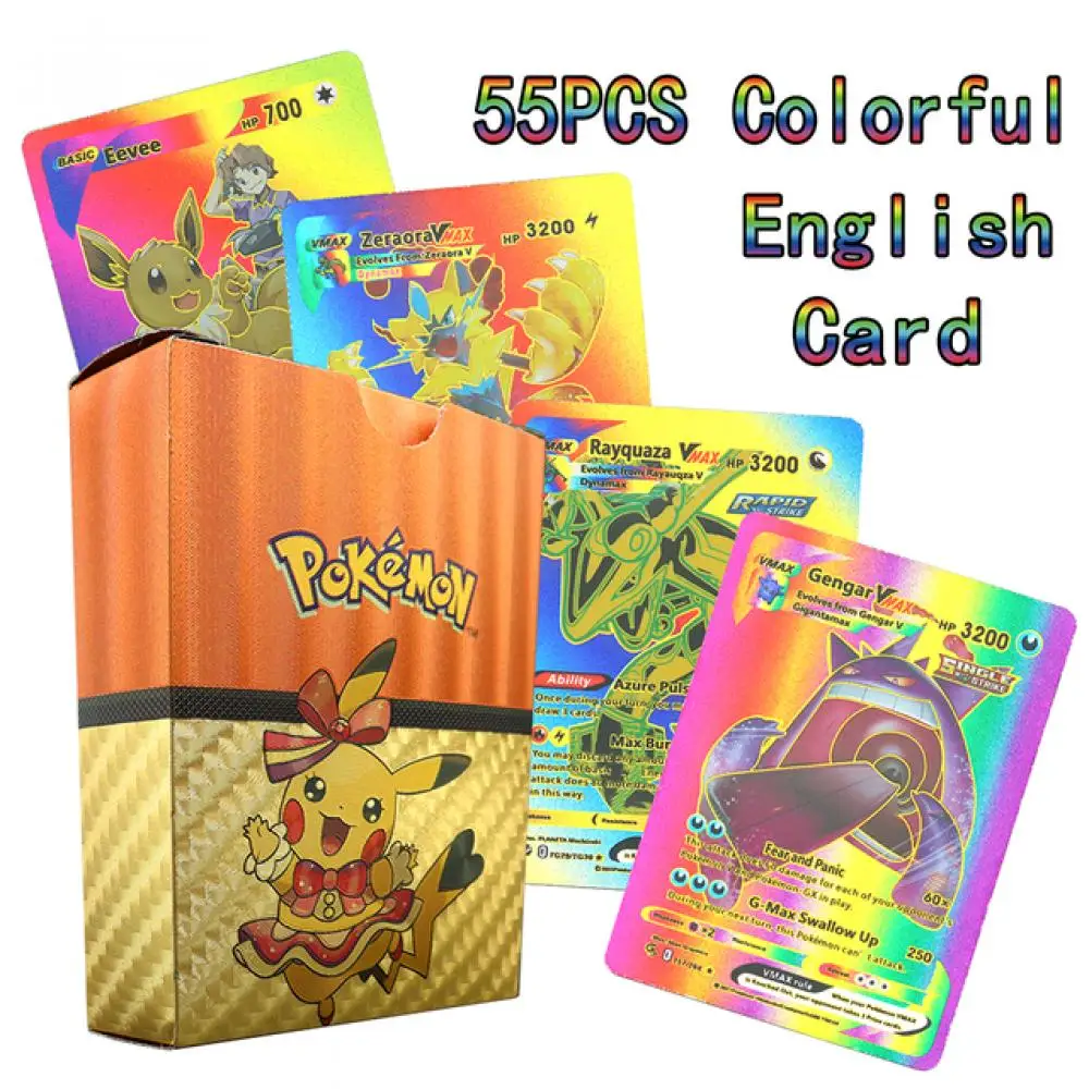 

55Psc/set Japanese Anime Pokemon Diy Gold Foil Card Silver Card English Version Battle Game Collection Cartoon Toy Festival Gift