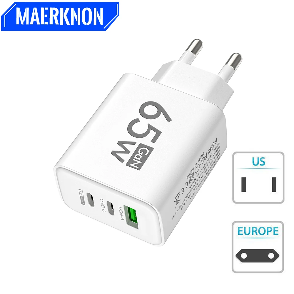 

65W GAN Fast charger Quick charge 3.0 For iPhone 14 13 Moble phone charger For Samsung Huawei xiaomi oppo Fast chagring adapter