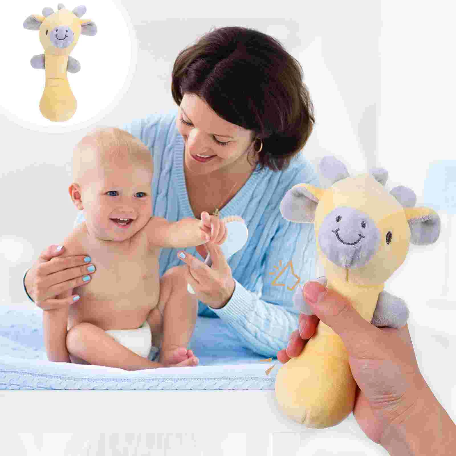 

Baby Stuffed Animals The Bell Hand Toy Infants Grasp Squeaker Stick Grabbing Sound Plush