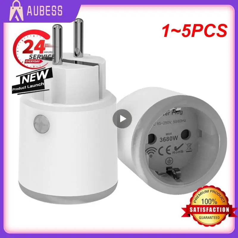 

1~5PCS Tuya Smart Zigbee Plug Socket 3680W 16A Power Energy Monitoring Timer Switch EU Outlet Work With Tuya Hub Zigbee2mqtt