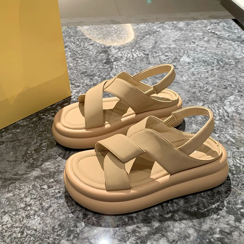 2023 Summer New Platform Women Sandals Fashion Open Toe Thick Sole Flats Shoes Ladies Elegant Gladiator Sandalias