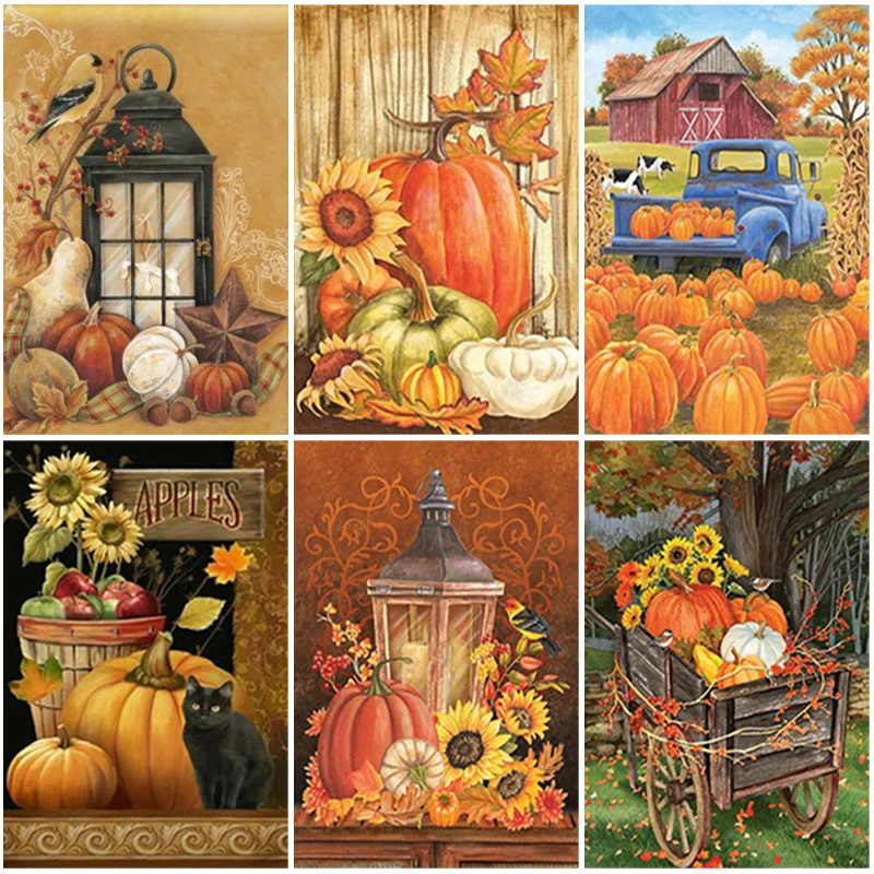 

50X70CM DIY 5D Diamond Painting Full Round Drill Cartoon Diamond Embroidery Pumpkin Cross Stitch Christmas Gift Art Home Decor