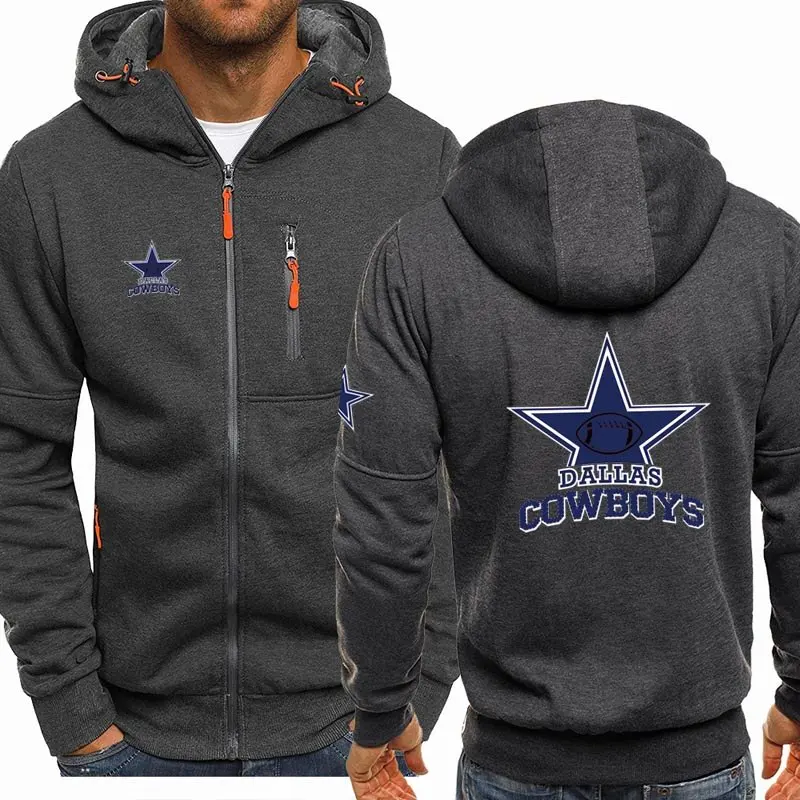 

New Spring and Autumn Cowboys Logo Jacket Men's Fashion Long Sleeve Zipper Hip-Hop Harajuku Hoodie Casual Hoodied
