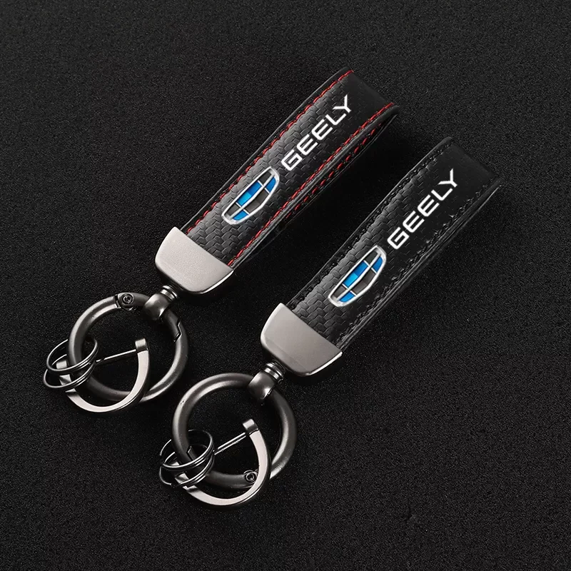 

Carbon fiber Leather Car KeyChain Custom sports Key Rings gift For geely emgrand gt gc9 gc6 ec718 ec7 ec8 ck emgrand GS GL Car