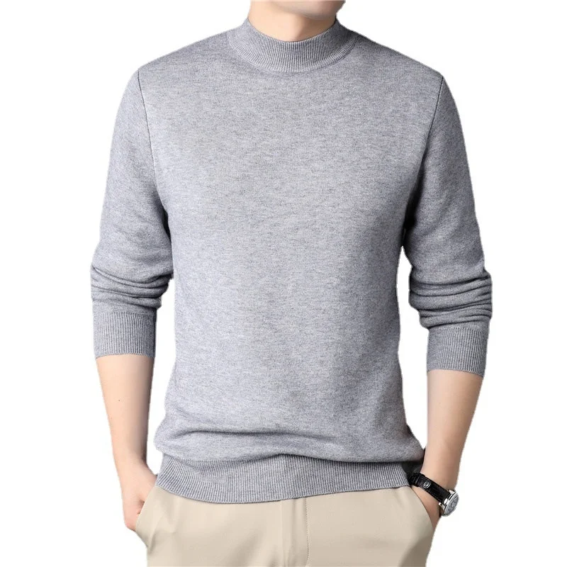 

men's sweater Autumn Winter Half high collar Wool sweater man Solid color warm Slim pullover men