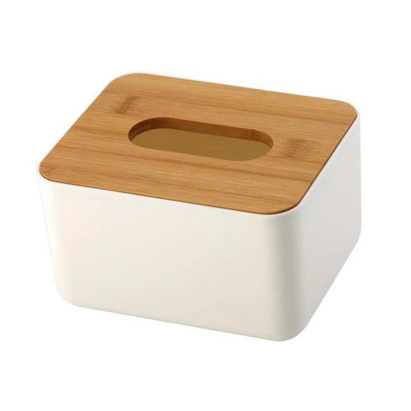 

Bamboo Wooden Cover Plastic Tissue Box Paper Holder Dispenser Home Case