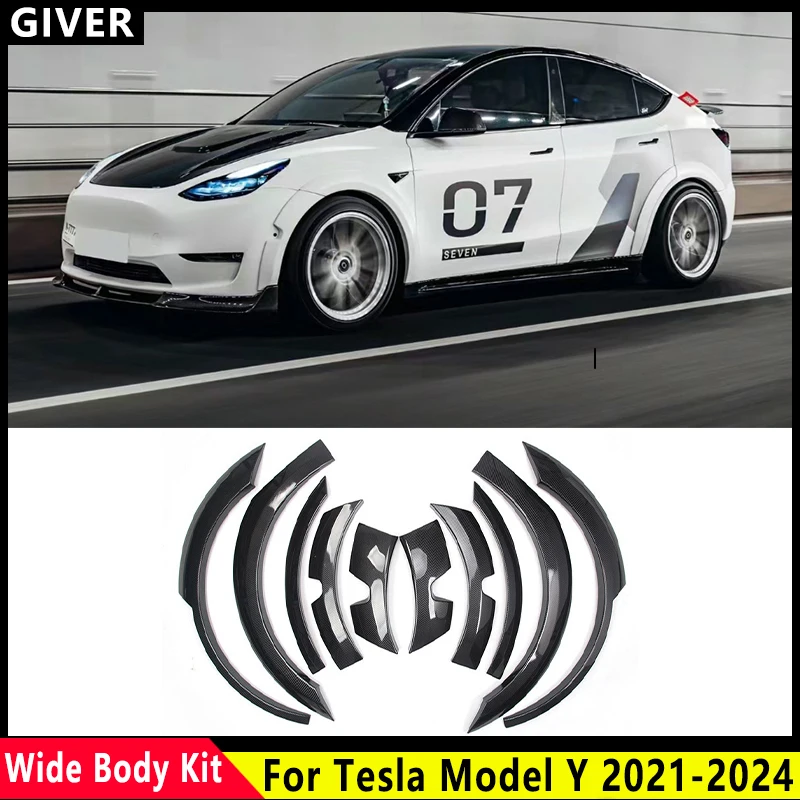 Комплект широкого корпуса для 21-24 Tesla Model Y брызговик из АБС-углеродного волокна