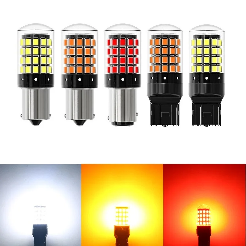 

1pcs 1156 BA15S P21W BAU15S PY21W T20 7440 W21W P21/5W 1157 BAY15D 7443 LED Bulbs 54SMD Car Tail Bulb Brake Reverse Lamp DRL 12V