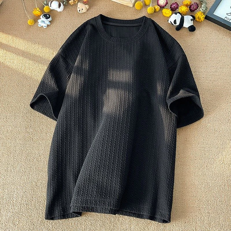 Футболка мужская плиссированная с круглым вырезом и длинными рукавами