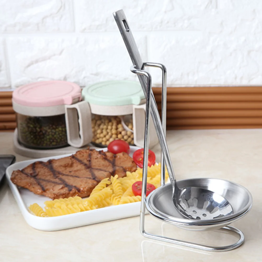 

1PC Stainless Steel Soup Spoon Holder Standing Spoon Rest Kitchen Spoon Holder Spoon Rest Rack Soup Ladle Holder