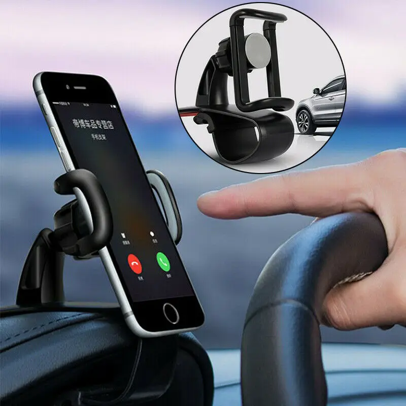 1pc Car Phone Holder Universal Cell Phone GPS Car Dashboard Mount Hud Clip On Cradle Phone Bracket For 4-6'' 360-degree Rotating