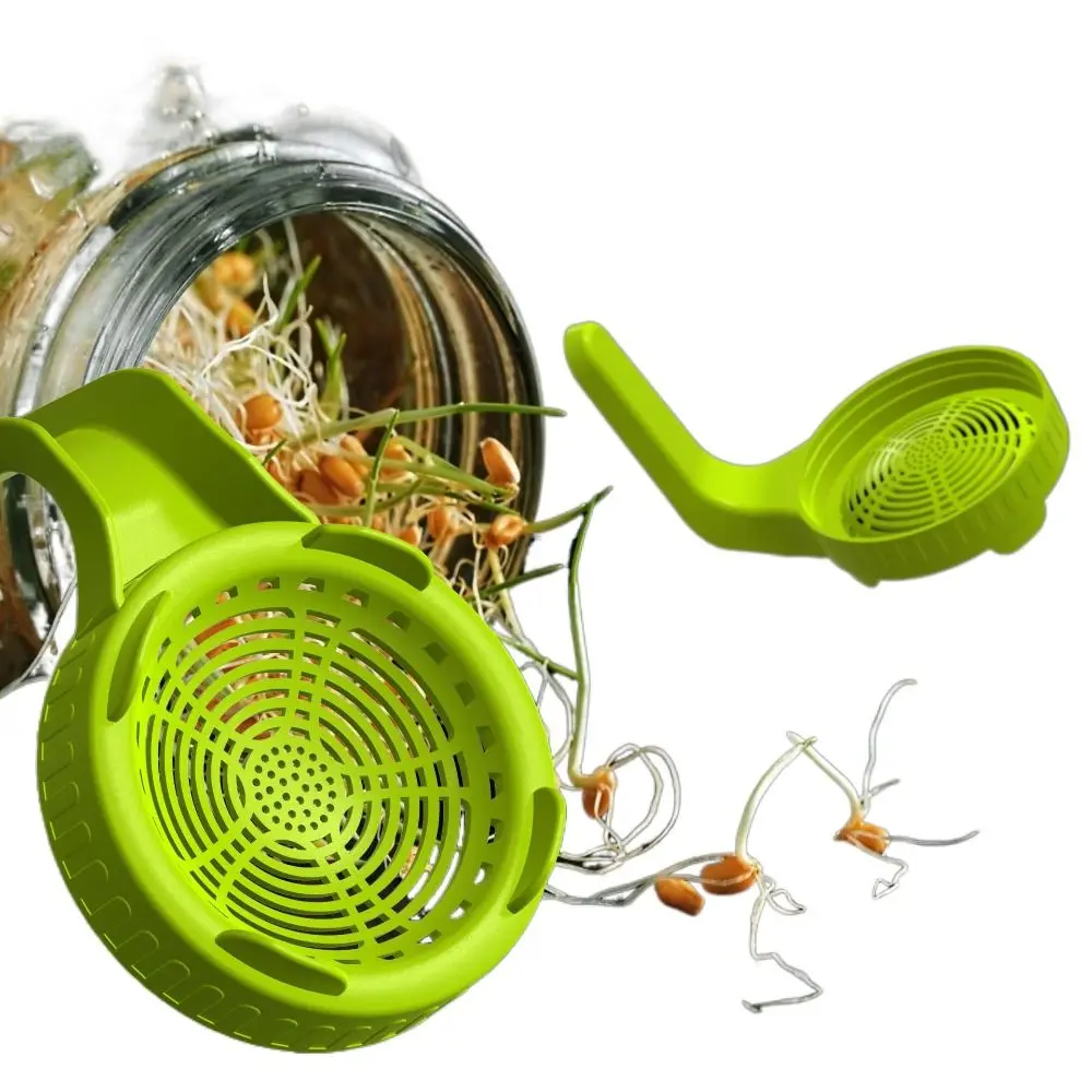 

Green Sprouting lids with handle Strainer Lid Mason Jar Lid for For Wide Mouth Mason Jars Growing Seed Crop Bean Sprouts Alfalfa