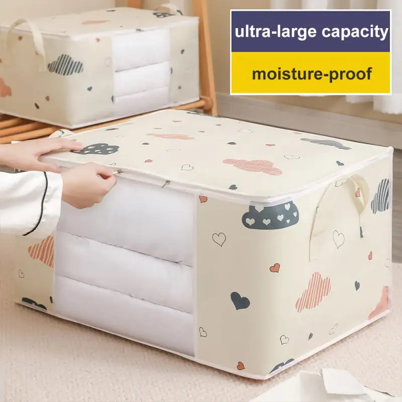 

Moisture Proof Moving-bag Visual Big Capacity Dustproof Sorting Bags Washable Closet Under-bed Storage Fun Cartoon Printing
