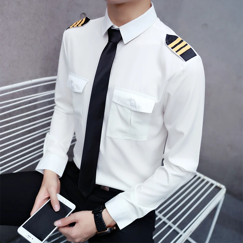 

Men's Long Sleeve Shirt Summer Autumn 2021 Uniform Team Takes KTV Bar Nightclub Squad Black And White Long Sleeve Shirt Men