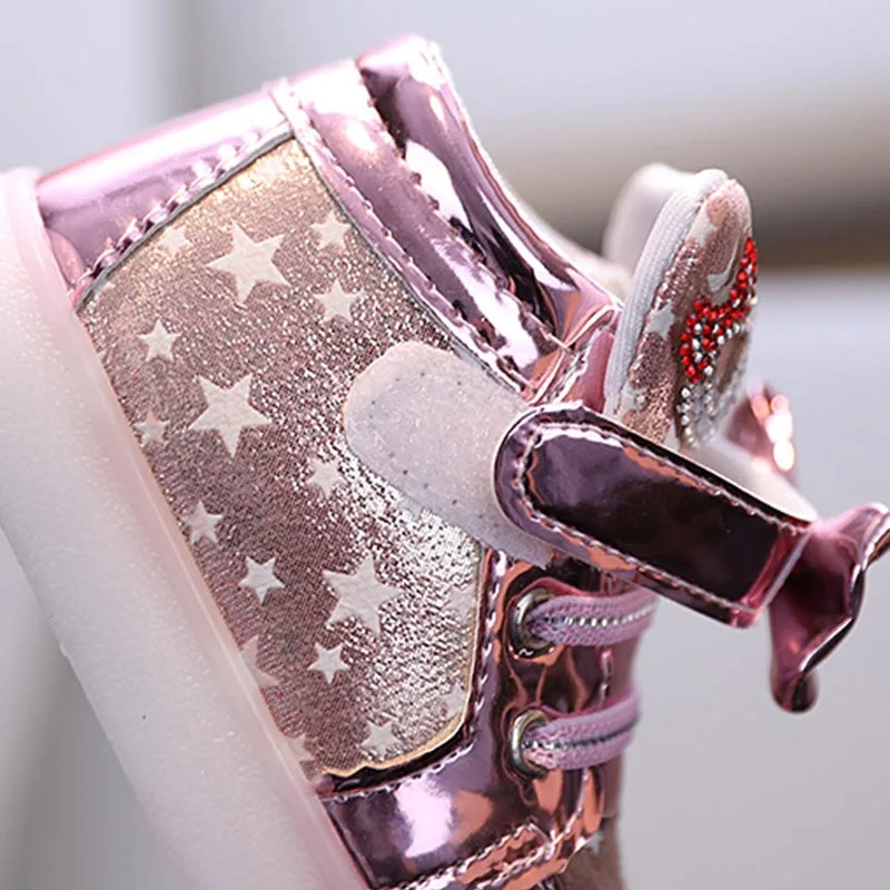 Мультяшные кроссовки для девочек милая светящаяся обувь принцессы нескользящая