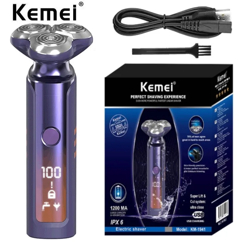 

Kemei 1941 Original 3D floating head electric shaver for men waterproof beard electric razor facial rechargeable shaving machine
