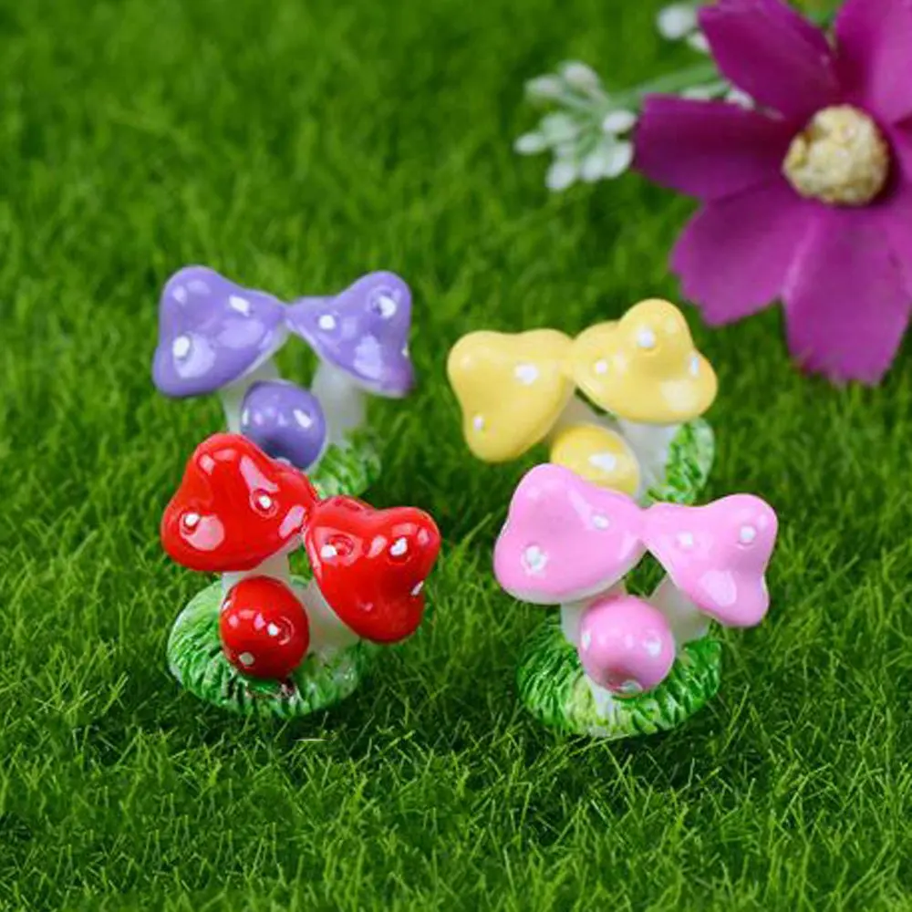

Home Decor Mini Mushroom Figurines Artificial Plant Ornament Resin Crafts Succulent Fairy Garden Miniatures DIY Landscape