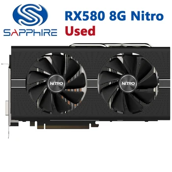 Used SAPPHIRE RX580 8G Nitro Video Cards 2304SP 256Bit GDDR5 Graphics Cards for AMD RX 500 RX 580 8GB Nitro+ DP HDMI DVI 2304 SP 1