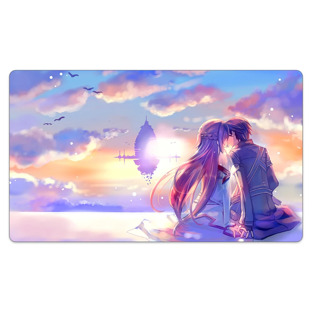 

Игровой коврик Kirito & Asuna для настольных игр, совместимый со стандартным размером, игровой коврик для настольных карт из натурального каучука + Портативная сумка