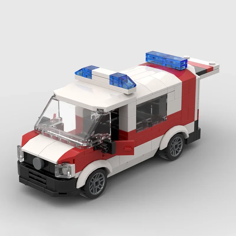 Фото Модульный конструктор Urban Car Model Moc: Модель автомобиля скорой помощи T6 KDO, технологичный набор для сборки, рождественский подарок, игрушка для самостоятельной сборки №3