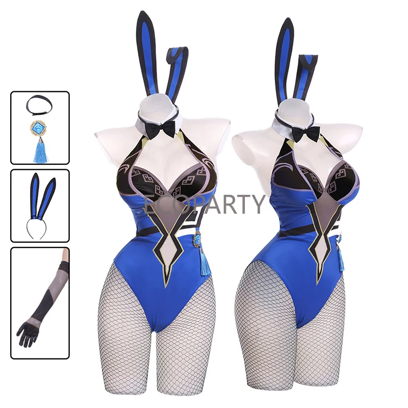 Женский костюм для косплея «Ночная остановка» из игры Genshin Impact Cos Lansheng Yougu Yelan Tongren Playboy Bunny