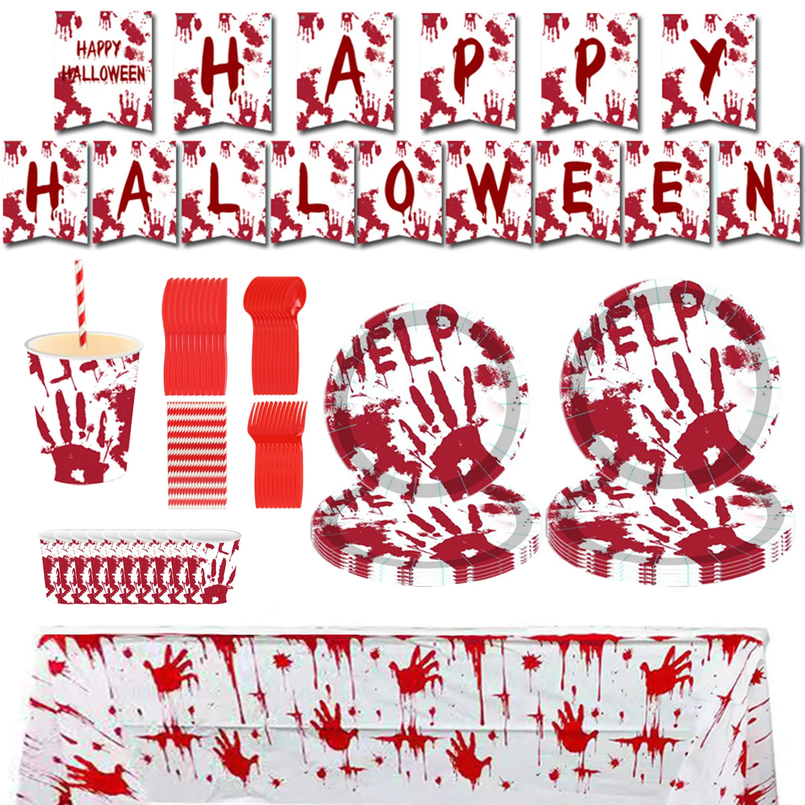 

Посуда на тему Хэллоуина, товары для Хэллоуина вечерние набор украшений, 9 обеденных бумажных тарелок, 7 десертных бумажных тарелок, чашек, В...