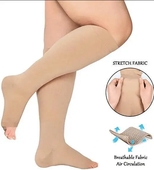 Extra Large And Fat Compression Socks For Men And Women Solid Color Compression Sequential Socks Nylon High Elastic Socks