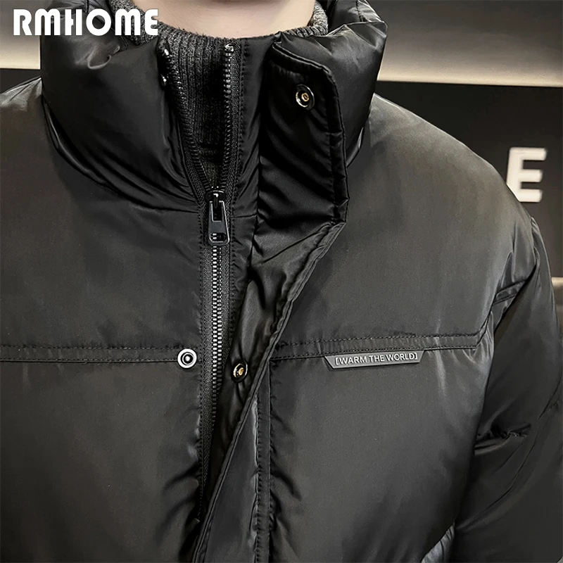 Down Jacket Mens Parkas Stand Collar White Duck Down Coat Korean Fashion Young Male Simple Solid Color Man Down-filled Clothing