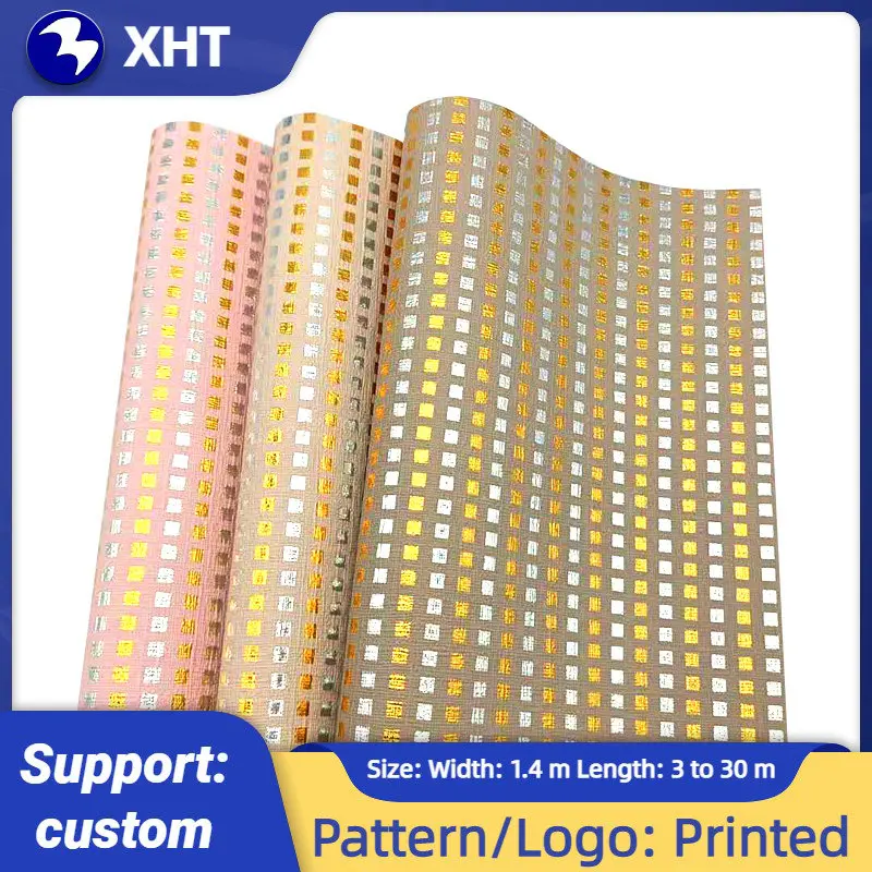 

30*135CM Square Printed Bronzing Vinyl PU Synthetic Artificial Leather Fabric Sheet Material for Stitching/Purse/Craft Making